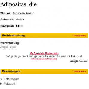 Adipositas vs. McDonalds Gutscheine