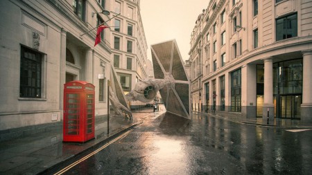 Bruchlandung eines Tie-Fighters in London Image: Nicolas Amiard